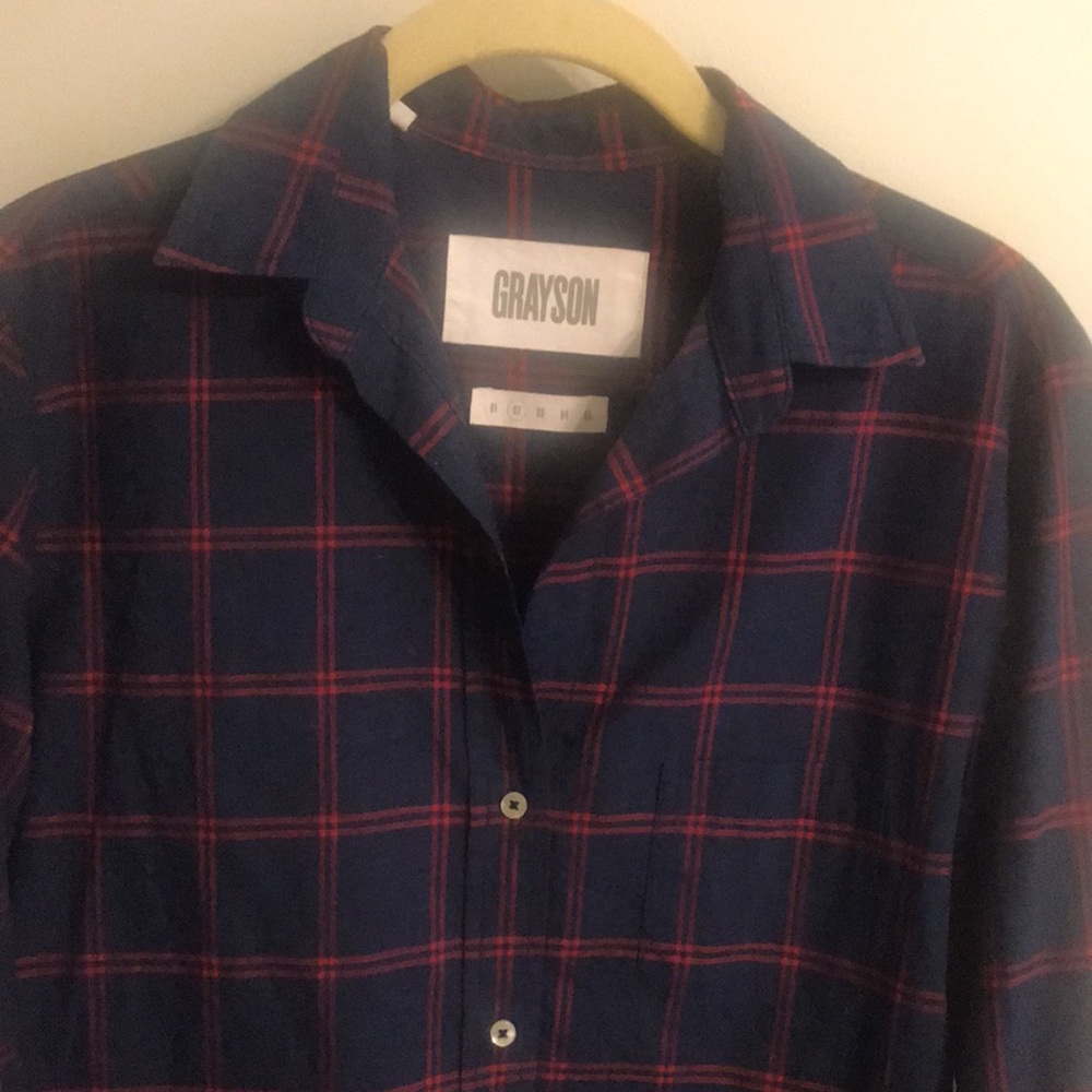 Grayson The Hero Navy And Red Button-Down Long Sl… - image 4